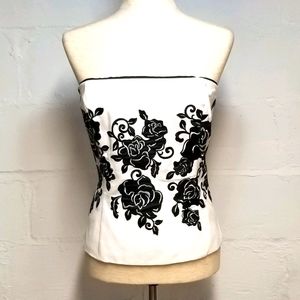 White House Black Market black white floral top